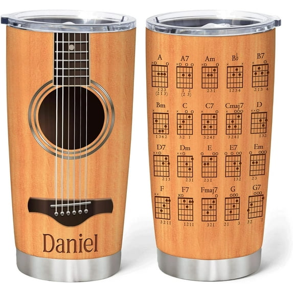 Guitar Gifts For Dad Tumbler With Lid 20 Oz Stainless Steel Coffee Cup Music Gifts For Guitarist Fathers Day Travel Mug Funny Guitar Lovers Gifts For Him On His Birthday
