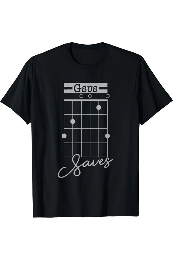 Guitar Gsus Saves Funny Christian Musician Faith Humor Unisex T-Shirt, up to size 5XL