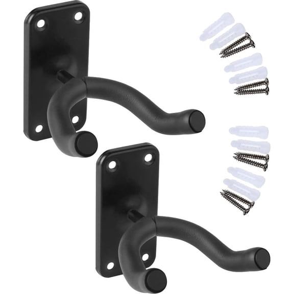 Guitar Hanger Hook,Pack of 2 Guitar Display Stands Bracket Wall Mounted Guitar Wall Hanger Hook Holder Fits All Guitars,Bass,Mandolin,Banjo,Violin,Ukulele Etc