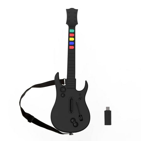 Guitar Hero Controller PC, Wireless  PS3 /PC Guitar Hero Guitar with Dongle for Clone Hero, Guitar Hero 3/4/5 Rock Band 1/2 Games Black