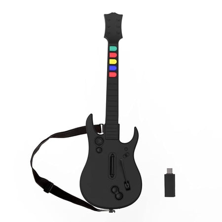 Guitar Hero Controller PC, Wireless PS3 /PC Guitar Hero Guitar with Dongle for Clone Hero, Guitar Hero 3/4/5 Rock Band 1/2 Games Black
