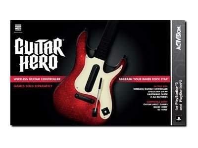 PS2 PlayStation 2 Guitar Hero Kramer Striker Black Wireless  Wireless Guitar Controller for the Sony PlayStation 2.  main image 1