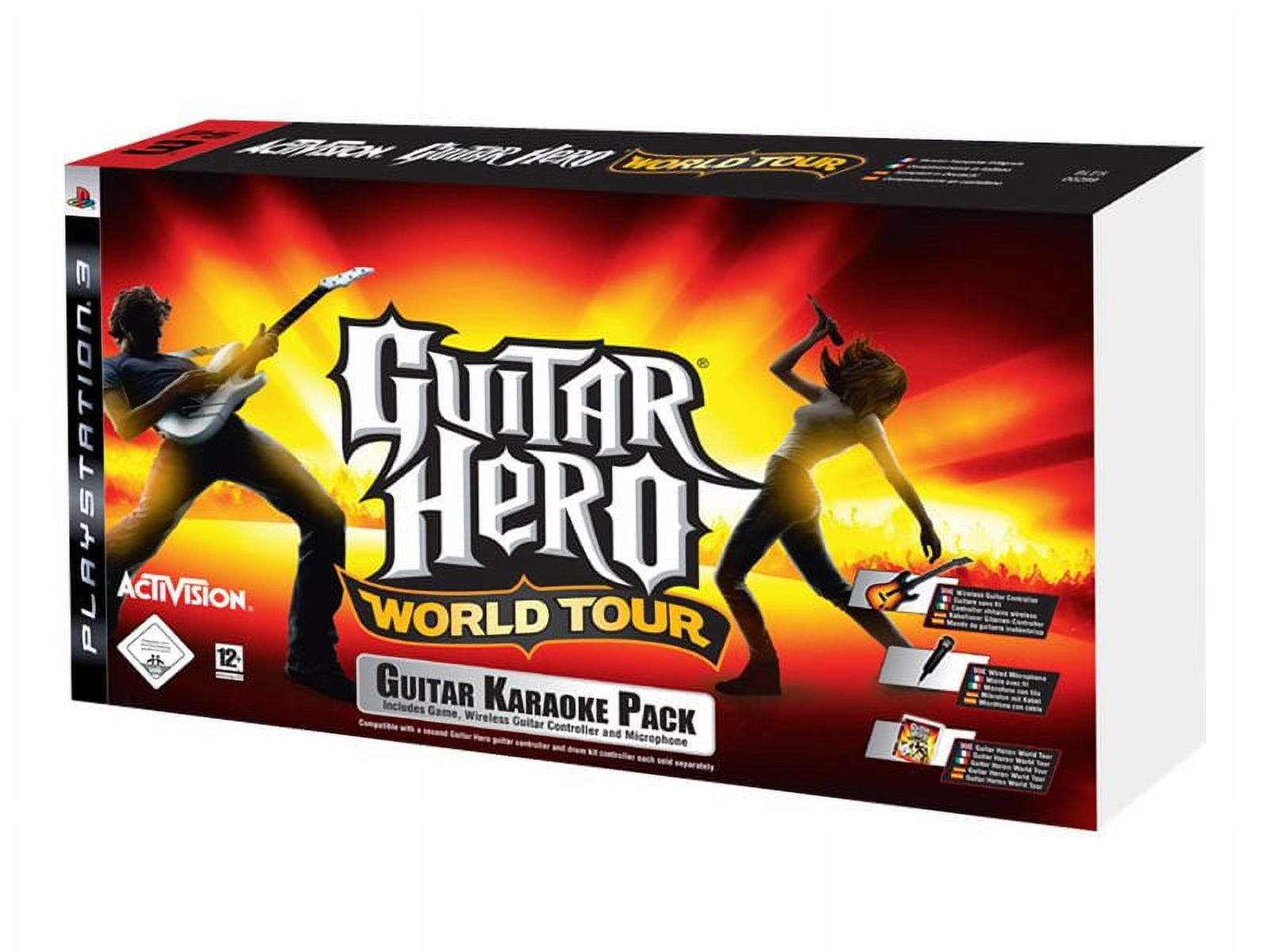 Juego de Batería PS3 Guitar Hero WORLD TOUR Dongle y GuitarHero Pedal Palos  y Juego
