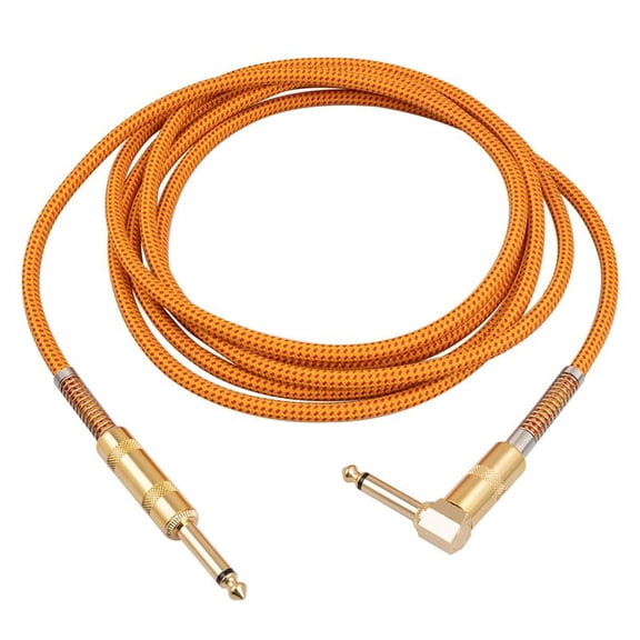 Guitar Instrument Cable 10FT Electric Instrument AMP Cord 1/4 Inch Straight to Right Angle Gold Plated 6.35mm Cable