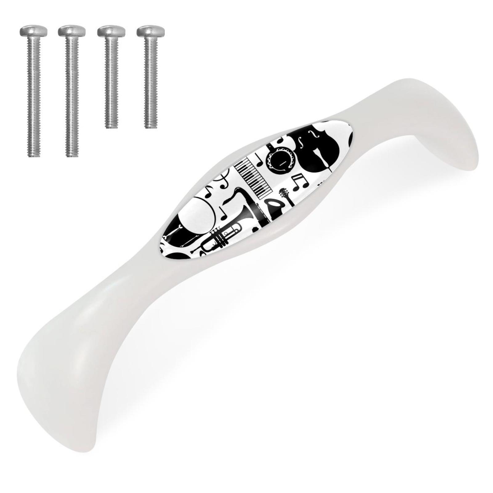 Guitar Instrument Knob 4 Pack Arched Drawer Pulls Crystal Glass White