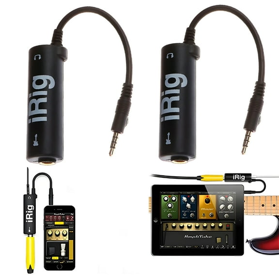 Guitar Interface I-Rig Converter 2pcs ,Replacement Guitar for Phone Guitar Audio Interface Phone Tuner Lightweight Audio Adapter for i-Phone, i-Pad  and Tablets Practical Processed