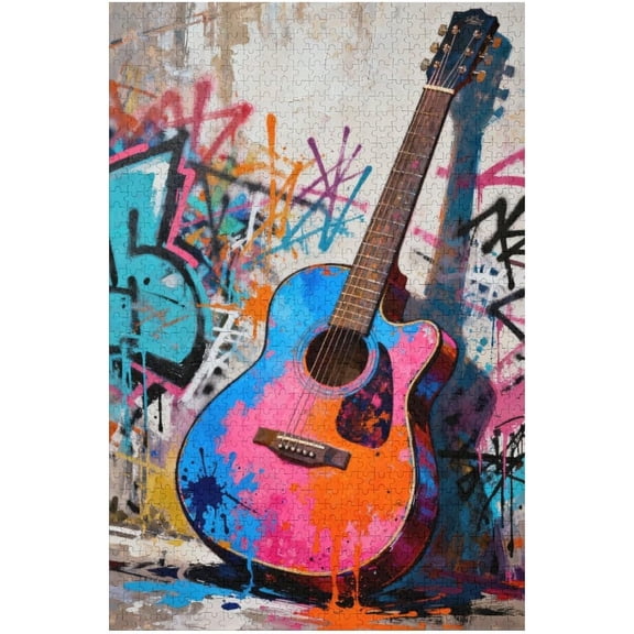 Guitar Jigsaw Puzzle 1000 Pieces Puzzles for Adults, Musical Rock Electric Guitar Jigsaw Puzzles for Challenging Family Activity Games DIY Puzzle for Home Wall Decor Gifts-30x20 Inches