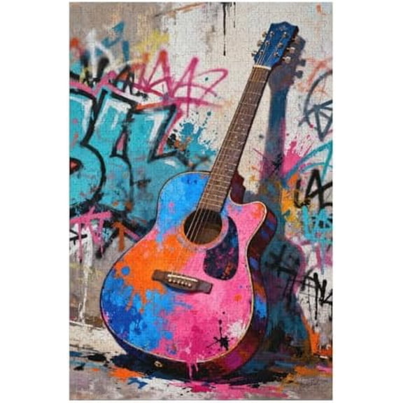 Guitar Jigsaw Puzzle 1000 Pieces Puzzles for Adults, Musical Rock Electric Guitar Jigsaw Puzzles for Challenging Family Activity Games DIY Puzzle for Home Wall Decor Gifts-30x20 Inches