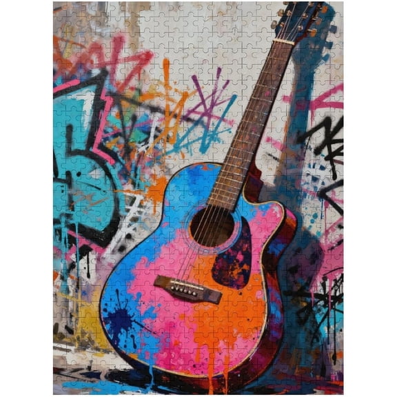 Guitar Jigsaw Puzzle 500 Pieces Puzzles for Adults, Musical Rock Electric Guitar Jigsaw Puzzles for Challenging Family Activity Games DIY Puzzle for Home Wall Decor Gifts-20.5x15 Inches