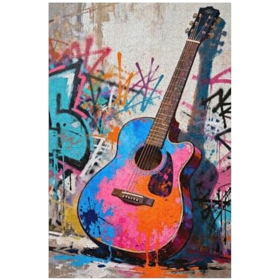 Guitar Jigsaw Puzzle for Adults 1000 Pieces, Musical Rock Electric Guitar Puzzle, Challenging Family Activity & Home Decor, 30x20 in
