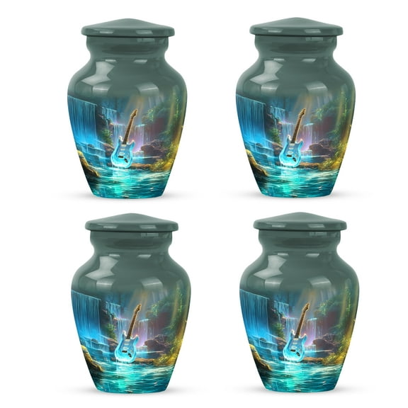 Guitar Keepsake Mini Urns For Human Ashes, Small Urns For Adult Male Ashes, Cremation Urn For Human Ash Keepsake, Memorial Urn For Ash For Adults Male, Size 3 Inch, 4 Pcs