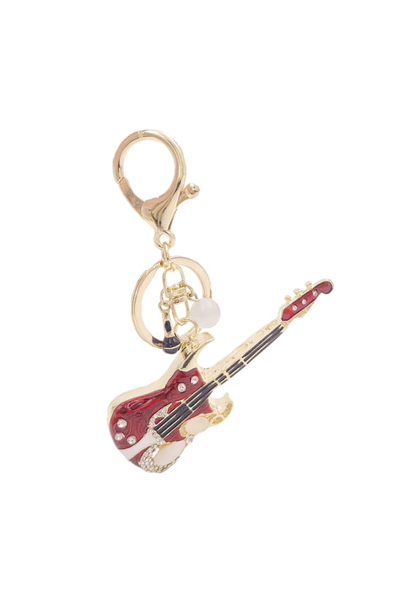 Sophisticated Design Guitar Keychain 1Set 3.3X1.4X0.4In