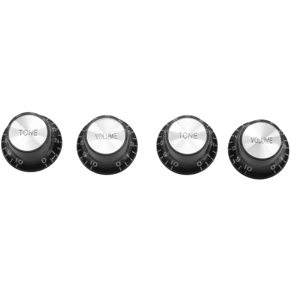 Guitar Knobs 2 Volumes and 2 Tones Silver Top Hat Bell ma2413