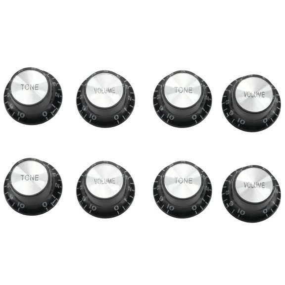 Guitar Knobs 4 Volumes and 4 Tones Silver Top Hat