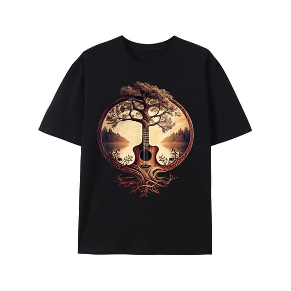 Guitar Lake Love Playing Guitar Musician Guitarist Funny Gift Shirt Music Lover Band Retro T-Shirt Unisex Adult Tees