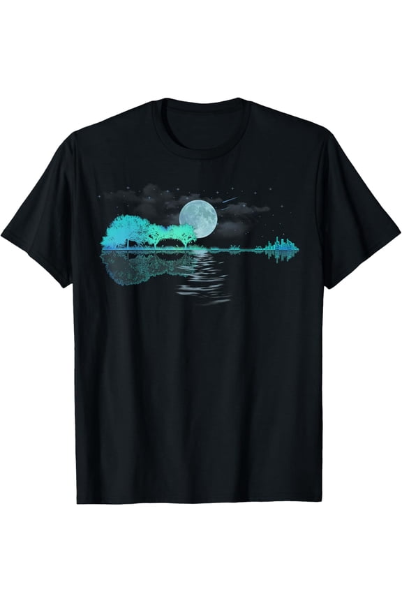 Guitar Lake Reflections Love Musician, Acoustic Mens T-Shirt