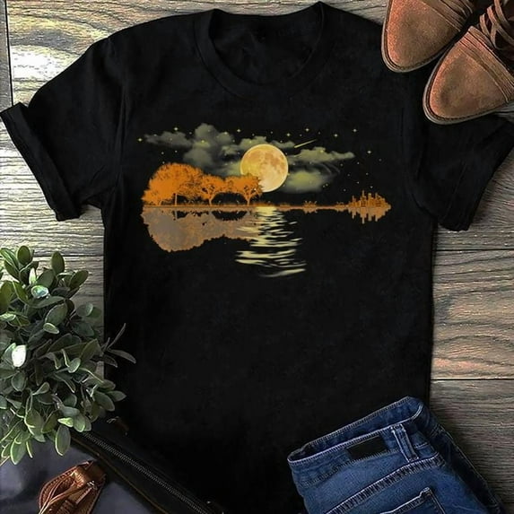 Guitar Lake Reflections : Musician Gift T-Shirt, Sizes S-5XL - Gategoo