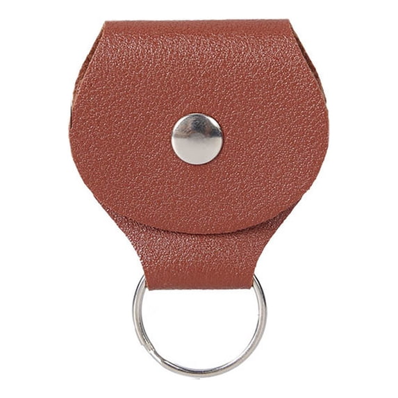 Guitar Leather Pick Holder Keychain Case for Music Enthusiasts, PU Leather Pouch for Picks and Small Accessories, Compact for Backpack(Brown)