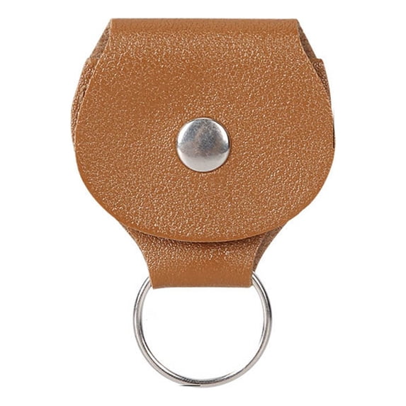 Guitar Leather Pick Holder Keychain Case for Music Enthusiasts, PU Leather Pouch for Picks and Small Accessories, Compact for Backpack(Khaki)