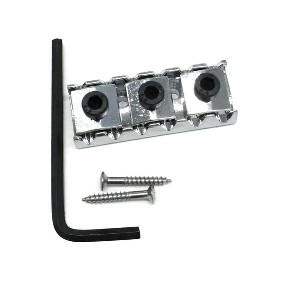 Guitar Locking Nut Accessory Kits, 6 Strings Electric Guitar String Locking Nut 43mm with Mounting Screws and Wrench Set