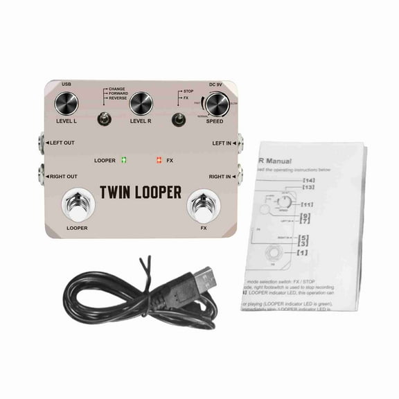 Guitar Looper Pedal with 2 Footswitch 11 Playback Types 10-Minute Recording 24-Bit Sampling Zinc Alloy Guitar Loop Station Pedal for Electric Guitar Effects