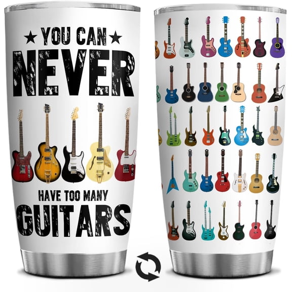 Guitar Lovers 20 Oz Tumbler Cups For Teens, Men & Women, Musical Guitarists Travel Coffee Mugs, Christmas Musicians Accessories Gifts for Music Teacher for Holidays, Fathers Day, Birthday