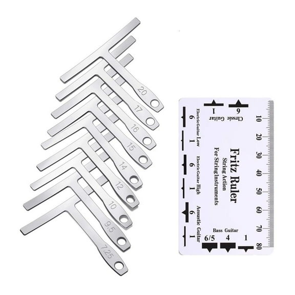 Guitar Measuring Tool Include 9 Radius Gauge 1 Guitar String Height Ruler for Guitar Bass Bridge Fingerboard Saddles