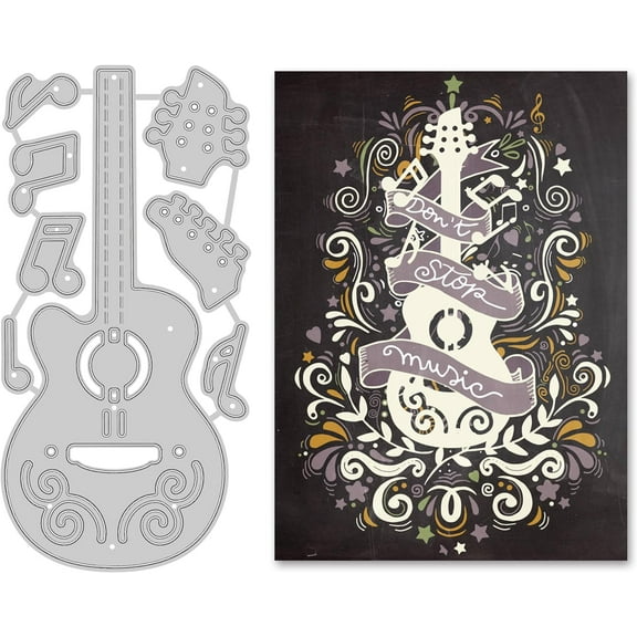 Guitar Metal Cutting Dies Musical Note Die Cuts Matte Platinum