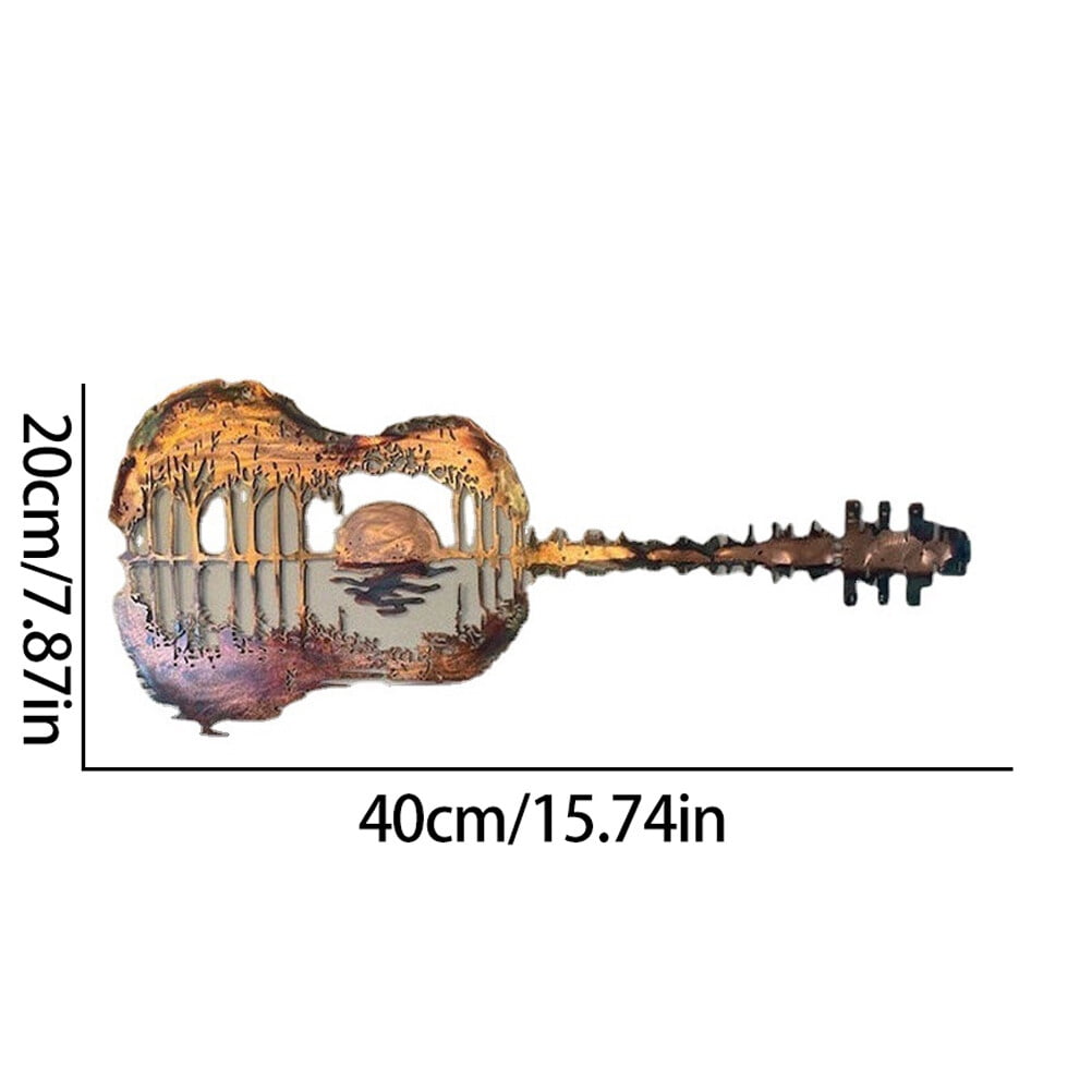 Guitar Metal Wall Art Retro Wall Decor Hanging Wall Ornament for Indoor Outdoor Office Home