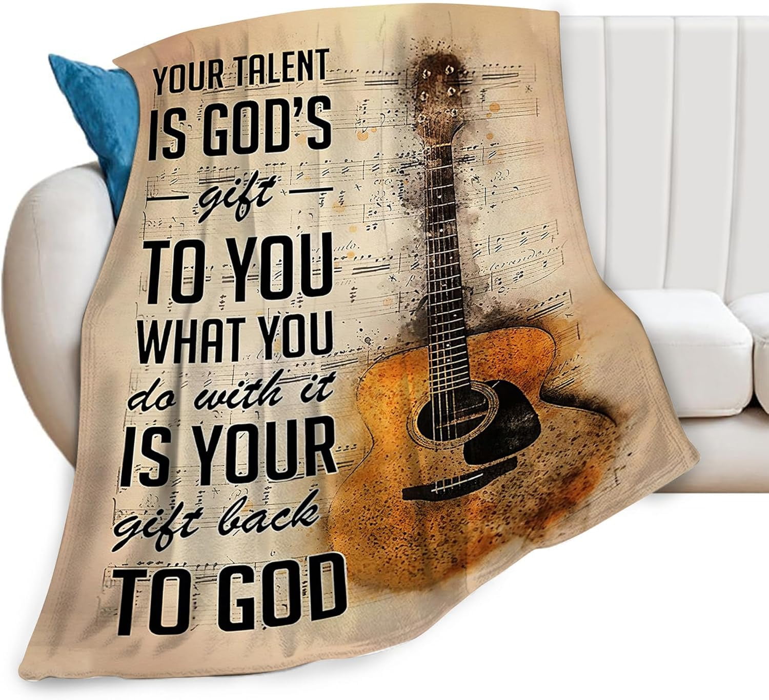 Guitar Music Blanket Guitar Gifts for Girls Women Men Music Throw Blanket Guitar Blanket for Kids Adults Soft Warm Cozy Fleece Blanket for Couch Sofa \u200bBed 40"x50"