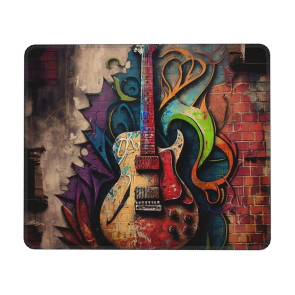 Guitar Music Graffiti Street Wall Art Mouse Pad Non-Slip Rubber Gaming Mousepad Rectangle for Computers Laptop 8.3 x 10.3 in