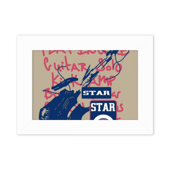 Guitar Music Instrument Doodle Pattern Photo Mount Frame Picture Art Painting Desktop 5x7 inch