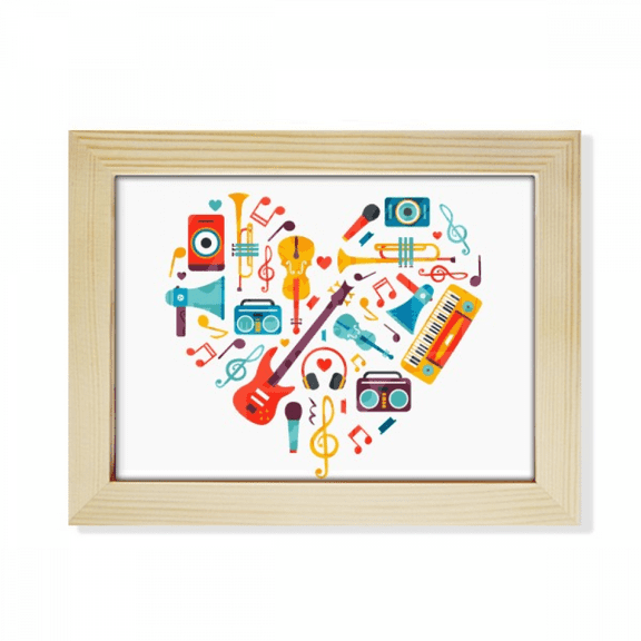 Guitar Music Instrument Heart Pattern Desktop Photo Frame Picture Art Decoration Painting 6x8 inch