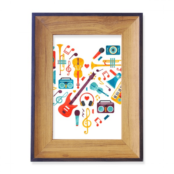 Guitar Music Instrument Heart Pattern Photo Frame Exhibition Display Art Desktop Painting