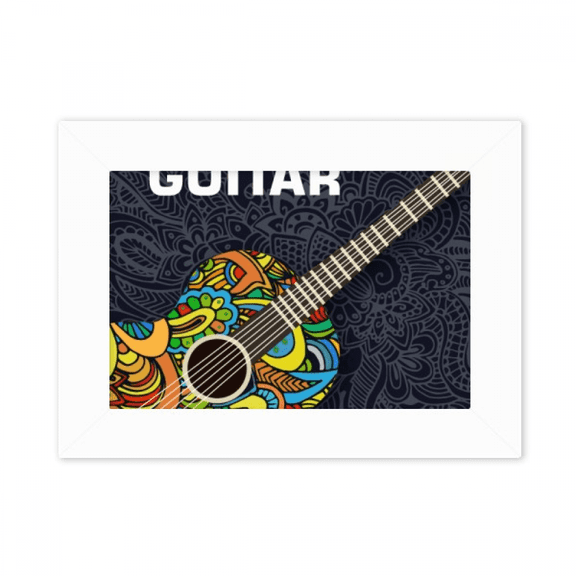 Guitar Music Instrument Pattern Design Photo Mount Frame Picture Art Painting Desktop 5x7 inch