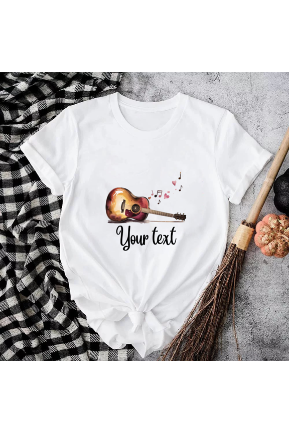 Guitar Music Notes Graphic Unisex T-Shirt with Creative Artistic Musical Style up to size 5XL