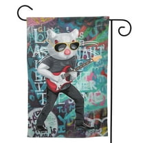 Guitar Music Rats Peace Garden Flag 12.5"X18" Outdoor Indoor Garden Decor Porch Banner Sign With Grommets Uv Fade Resistant