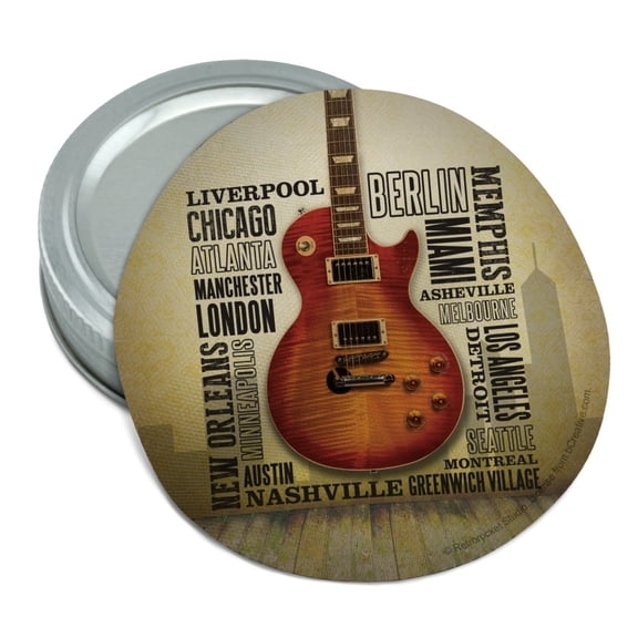 Guitar Music World Cities Round Rubber Non-Slip Jar Gripper Lid Opener