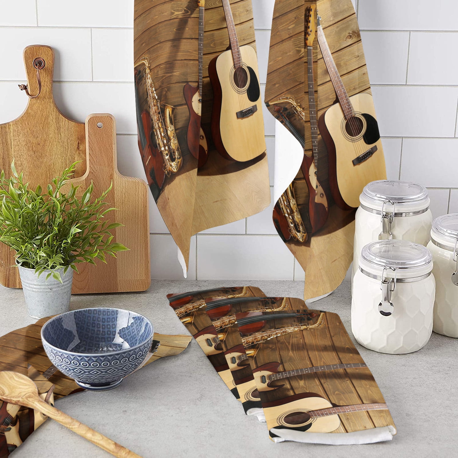Guitar Musical Instrument Strings Wall Kitchen Towels Household Kitchen