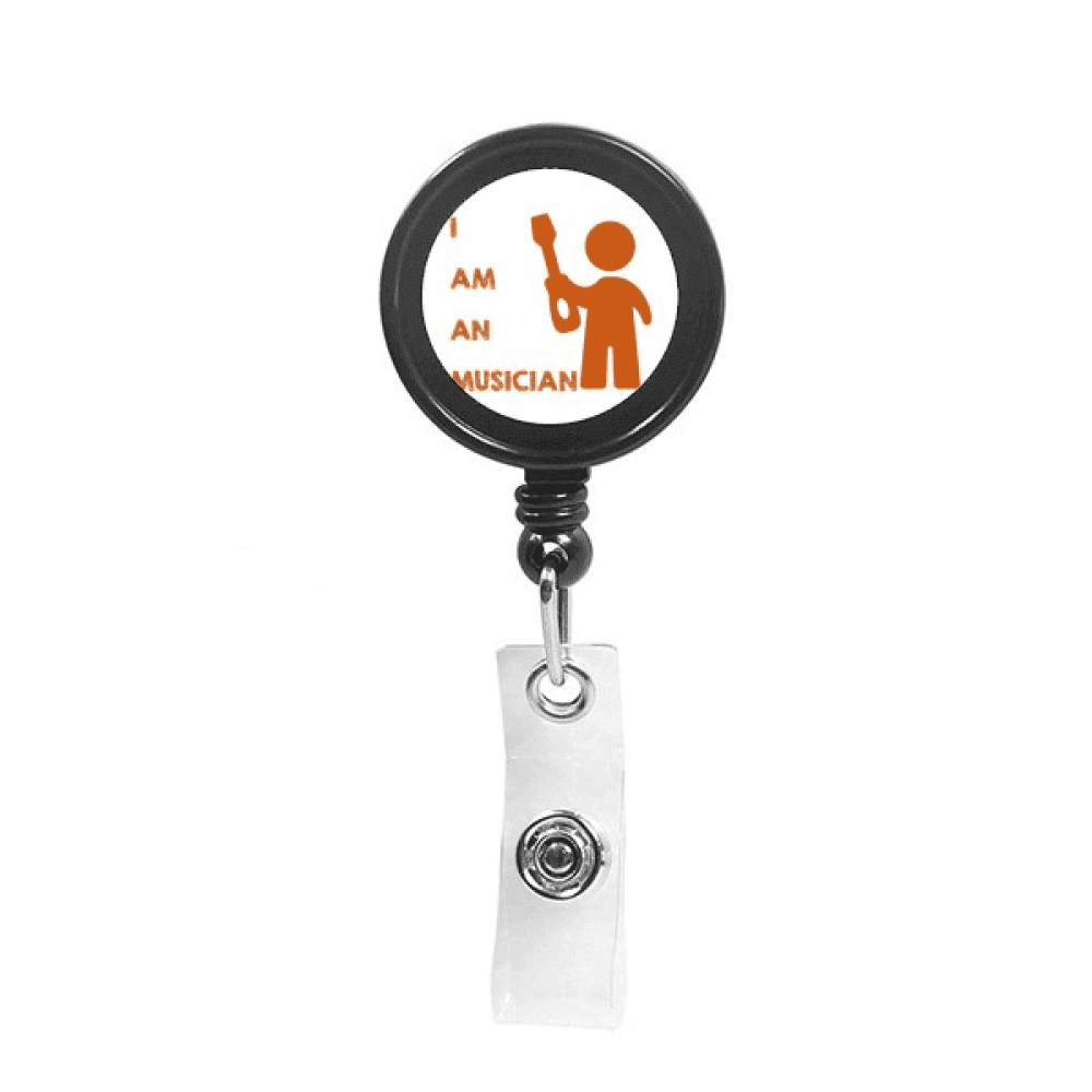 Guitar Musician Music Position Retractable Keychain Badge Holder ID Badge
