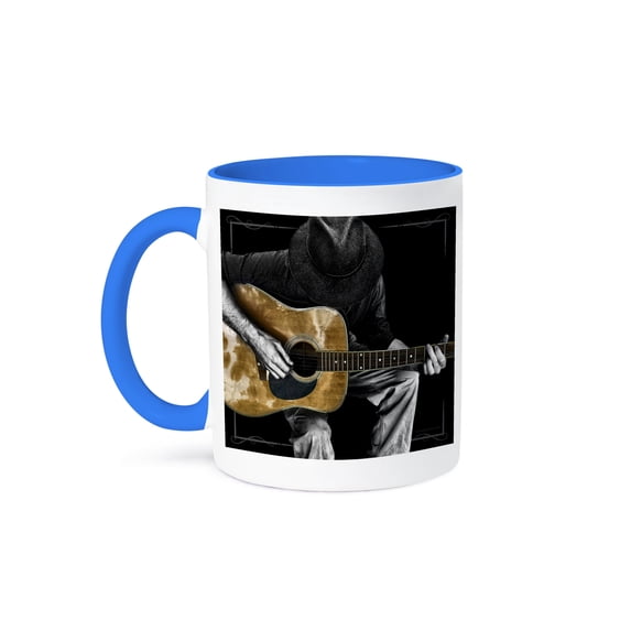 3dRose, Guitar Musician Tone Black and White, 15oz Two-Tone Blue Mug