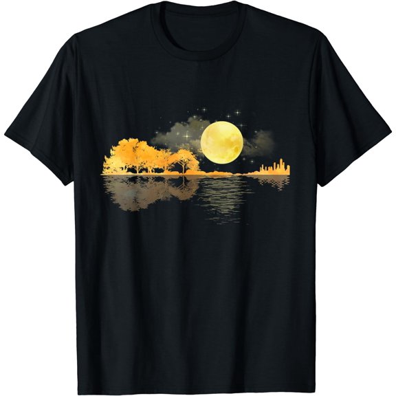 Guitar Nature Moon Retro Style Guitarist Acoustic Guitar T-Shirt
