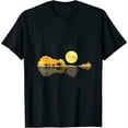 thumbnail image 1 of Guitar Nature Moon Retro Style Guitarist Acoustic Guitar Womens T-Shirt Black Medium, 1 of 5