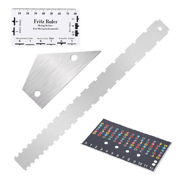 Guitar Neck Groove Straight Edge Luthier Tool with String Distance Ruler Neck Ruler String Distance Measuring Ruler,As Shown