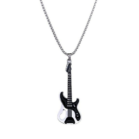 Guitar Necklace For Men Stainless Steel Bass Guitar Accessories Guitar Pick Necklace For Party Bar Birthday Accessory Gifts
