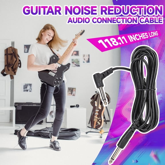Guitar Noise Reduction Audio Cable, 3M/118Inch Length With 6.35Mm Plugs, For Electric Guitar Bass Amplifier Mixer