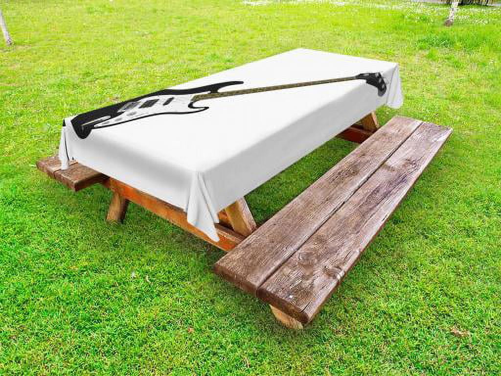 Guitar Outdoor Tablecloth, Bass Four String Rhythm Music Rock and Roll ...