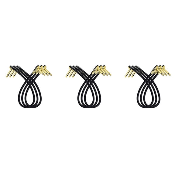 Guitar Patch Cable Effect Pedal Patch Cords 1/4-Inch Right Angle Low Profile Pancake Design for Effect Pedals 9 Pack,9 x guitar patch cable,Black&Gold