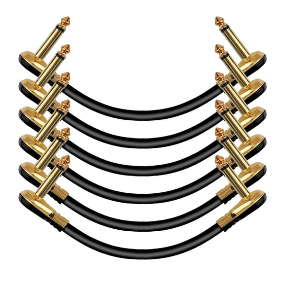 Guitar Patch Cables Right Angle 6 Inch 1/4 Instrument Cables Compatible with Effect Pedals
