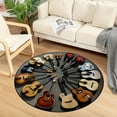 thumbnail image 1 of Guitar Pattern Round Area Carpets Teens Dorm Bedroom Bedside Foot Mat Living Room Dining Room Non-slip Chair Mat Home r Rugs, 1 of 5